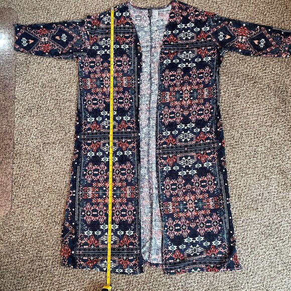 Size Large H&M Divided Aztec print navy white orange cardigan duster - Picture 6 of 13